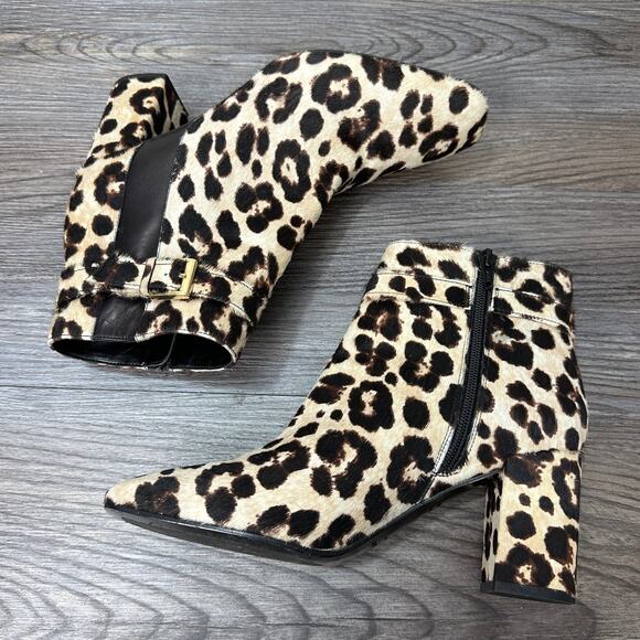 Kate Spade New York Holly Ankle Boot WMNS 9M Brown Black Leopard Side Zip Buckle - Picture 6 of 8